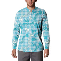 Polu Aloha Hawaii Button Sweatshirt Plumeria Lei With Palaka Motif - Polynesian Pride
