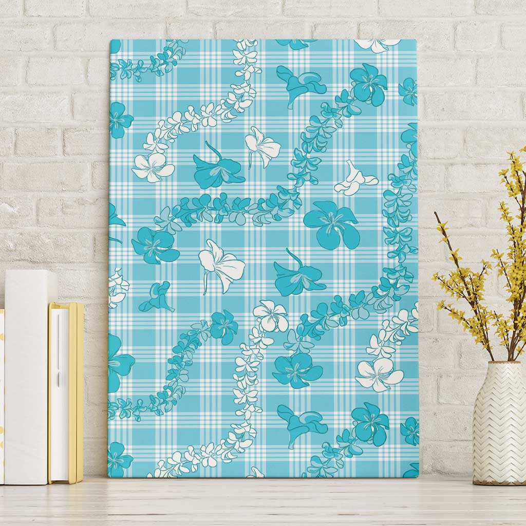 Polu Aloha Hawaii Canvas Wall Art Plumeria Lei With Palaka Motif - Polynesian Pride