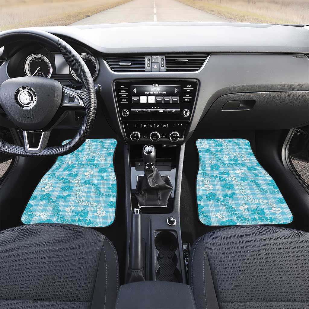 Polu Aloha Hawaii Car Mats Plumeria Lei With Palaka Motif - Polynesian Pride