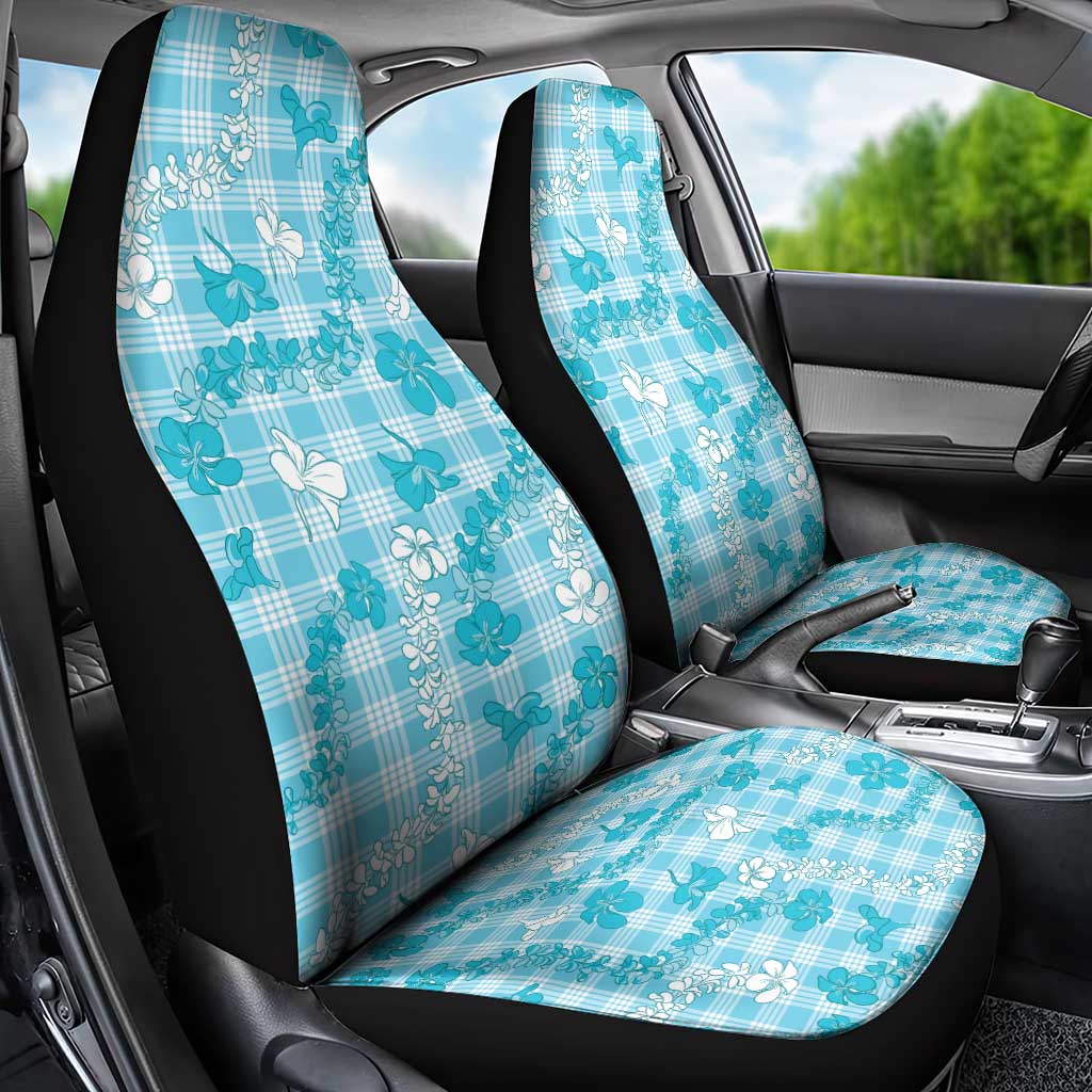 Polu Aloha Hawaii Car Seat Cover Plumeria Lei With Palaka Motif - Polynesian Pride