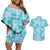Polu Aloha Hawaii Couples Matching Off Shoulder Short Dress and Hawaiian Shirt Plumeria Lei With Palaka Motif - Polynesian Pride