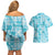 Polu Aloha Hawaii Couples Matching Off Shoulder Short Dress and Hawaiian Shirt Plumeria Lei With Palaka Motif - Polynesian Pride