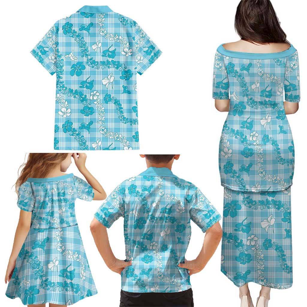 Polu Aloha Hawaii Family Matching Puletasi and Hawaiian Shirt Plumeria Lei With Palaka Motif - Polynesian Pride