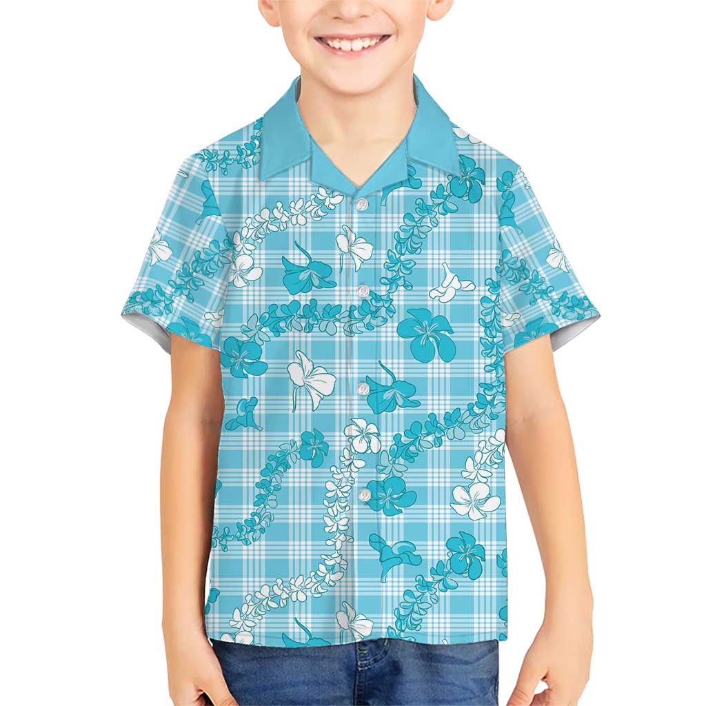 Polu Aloha Hawaii Family Matching Short Sleeve Bodycon Dress and Hawaiian Shirt Plumeria Lei With Palaka Motif - Polynesian Pride