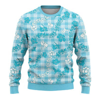 Polu Aloha Hawaii Ugly Christmas Sweater Plumeria Lei With Palaka Motif - Polynesian Pride