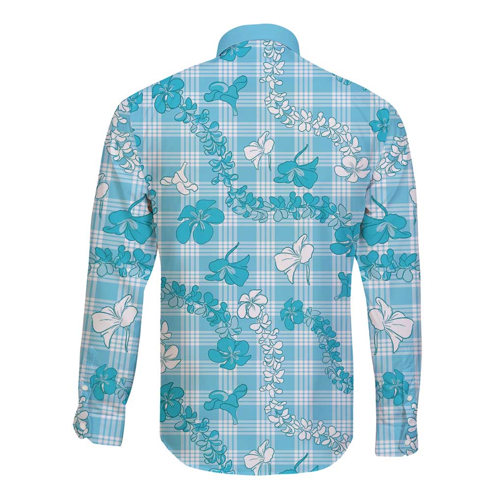 Polu Aloha Hawaii Long Sleeve Button Shirt Plumeria Lei With Palaka Motif - Polynesian Pride