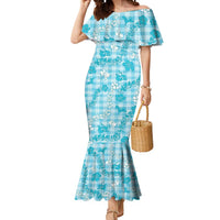 Polu Aloha Hawaii Mermaid Dress Plumeria Lei With Palaka Motif - Polynesian Pride