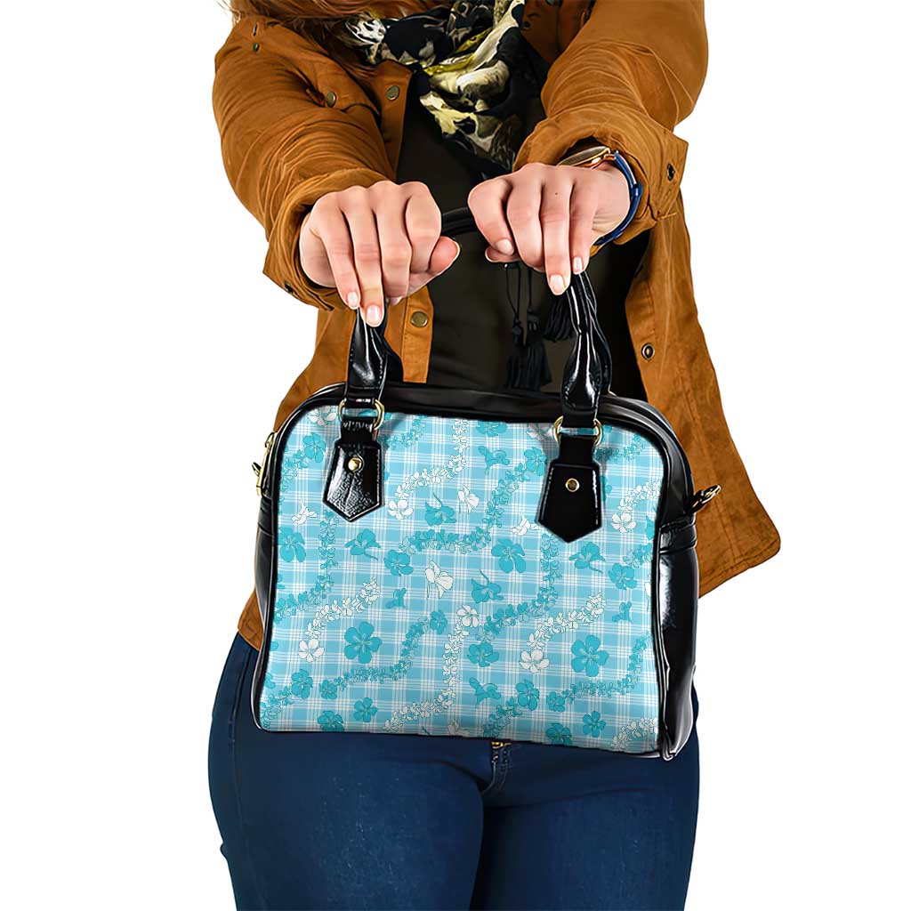 Polu Aloha Hawaii Shoulder Handbag Plumeria Lei With Palaka Motif LT14 One Size Blue - Polynesian Pride