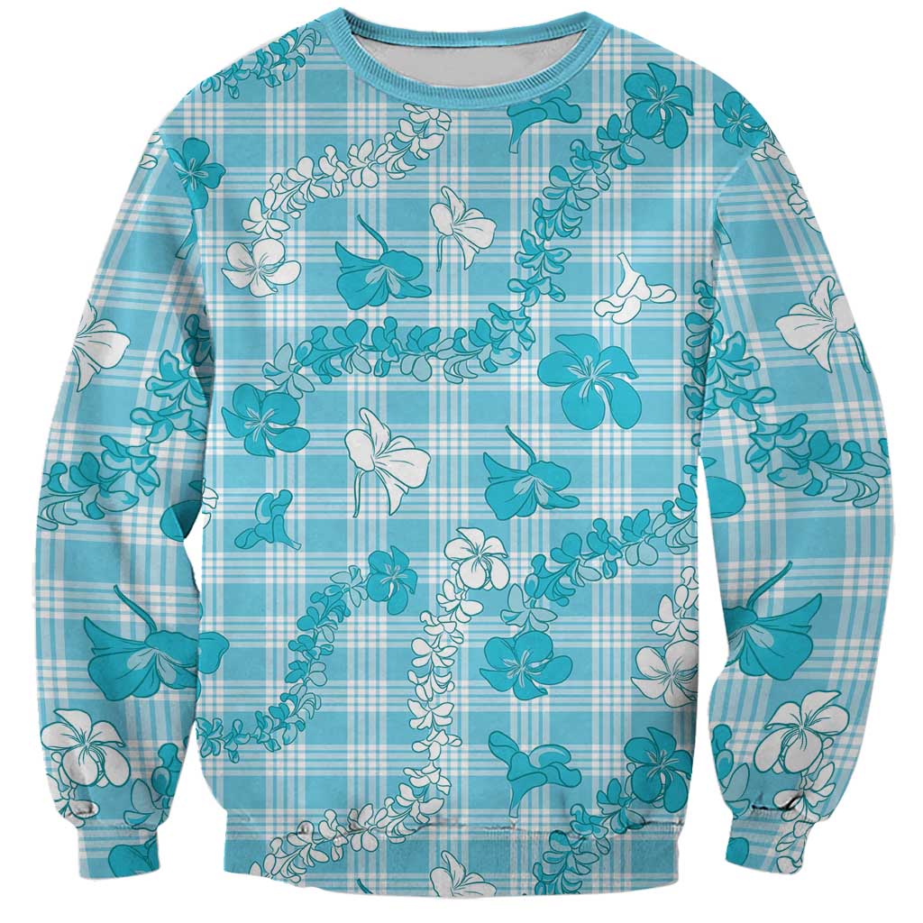 Polu Aloha Hawaii Sweatshirt Plumeria Lei With Palaka Motif - Polynesian Pride