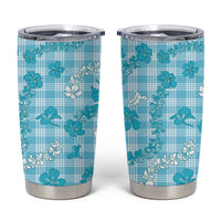 Polu Aloha Hawaii Tumbler Cup Plumeria Lei With Palaka Motif - Polynesian Pride