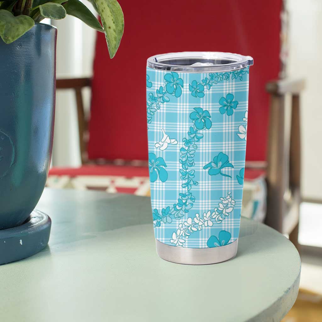 Polu Aloha Hawaii Tumbler Cup Plumeria Lei With Palaka Motif - Polynesian Pride