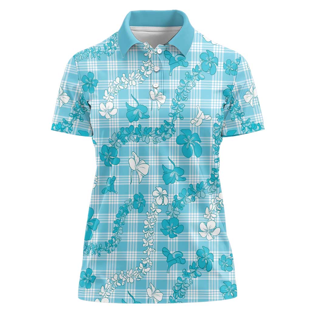 Polu Aloha Hawaii Women Polo Shirt Plumeria Lei With Palaka Motif - Polynesian Pride