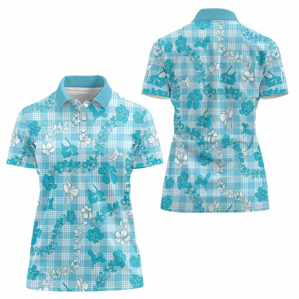 Polu Aloha Hawaii Women Polo Shirt Plumeria Lei With Palaka Motif - Polynesian Pride