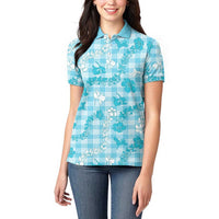 Polu Aloha Hawaii Women Polo Shirt Plumeria Lei With Palaka Motif - Polynesian Pride
