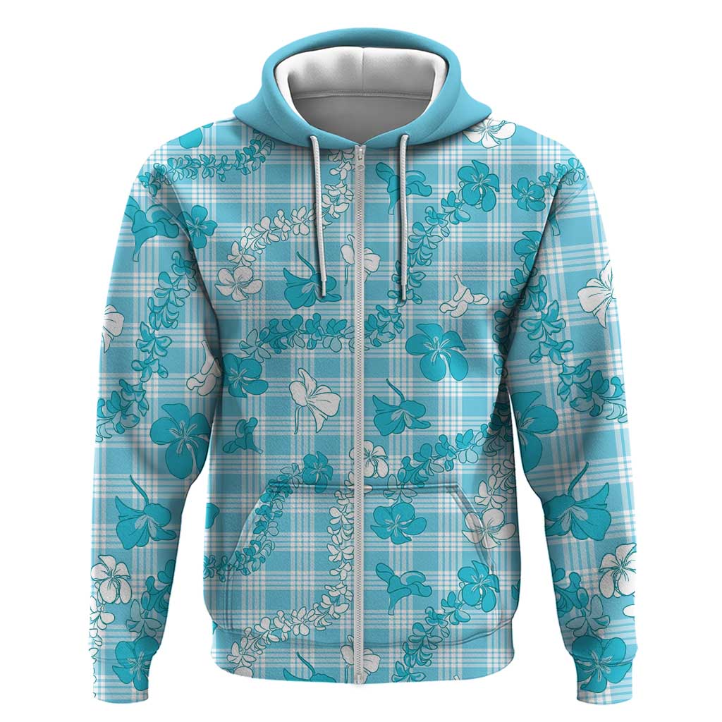 Polu Aloha Hawaii Zip Hoodie Plumeria Lei With Palaka Motif - Polynesian Pride