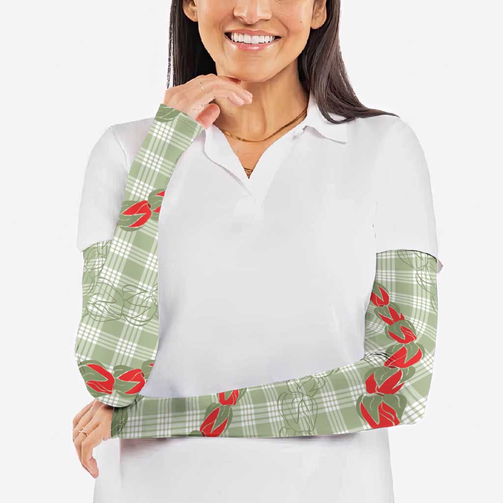 Omaomao Aloha Hawaii Arm Sleeves Rosebud Lei With Palaka Motif - Polynesian Pride