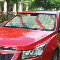 Omaomao Aloha Hawaii Auto Sun Shade Rosebud Lei With Palaka Motif - Polynesian Pride