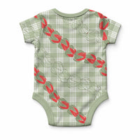 Omaomao Aloha Hawaii Baby Onesie Rosebud Lei With Palaka Motif