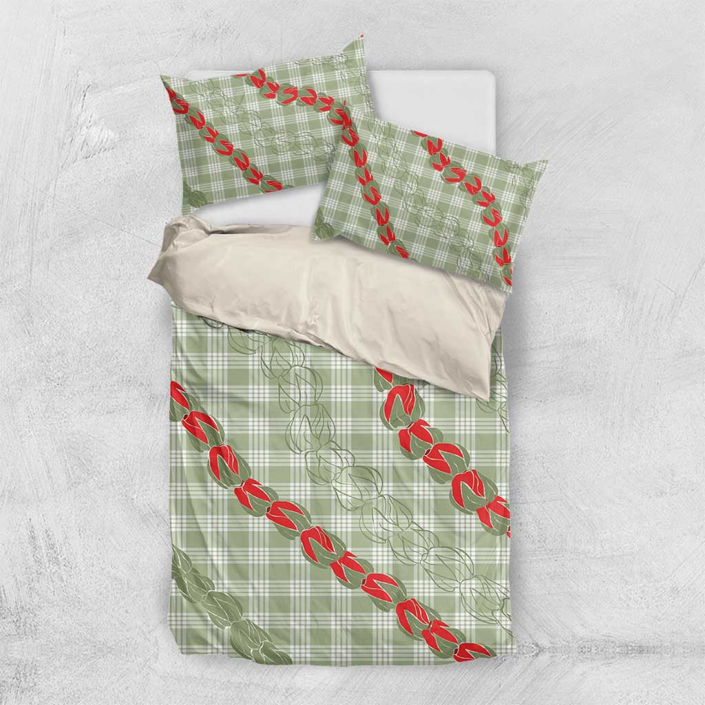 Omaomao Aloha Hawaii Bedding Set Rosebud Lei With Palaka Motif - Polynesian Pride