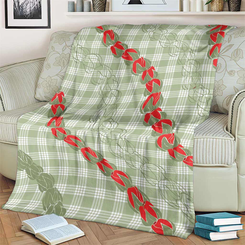 Omaomao Aloha Hawaii Blanket Rosebud Lei With Palaka Motif - Polynesian Pride