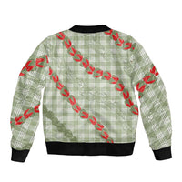 Omaomao Aloha Hawaii Bomber Jacket Rosebud Lei With Palaka Motif LT14 - Polynesian Pride