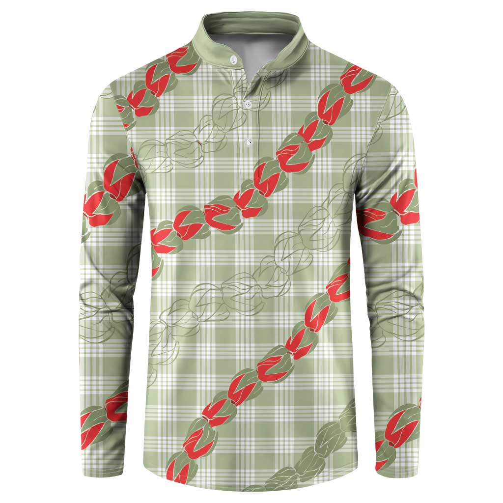 Omaomao Aloha Hawaii Button Sweatshirt Rosebud Lei With Palaka Motif - Polynesian Pride