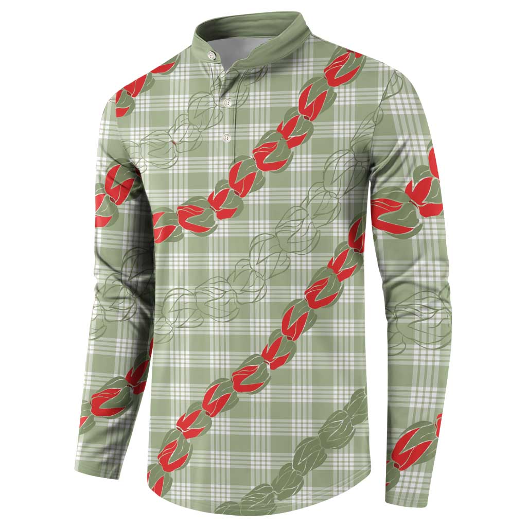 Omaomao Aloha Hawaii Button Sweatshirt Rosebud Lei With Palaka Motif - Polynesian Pride