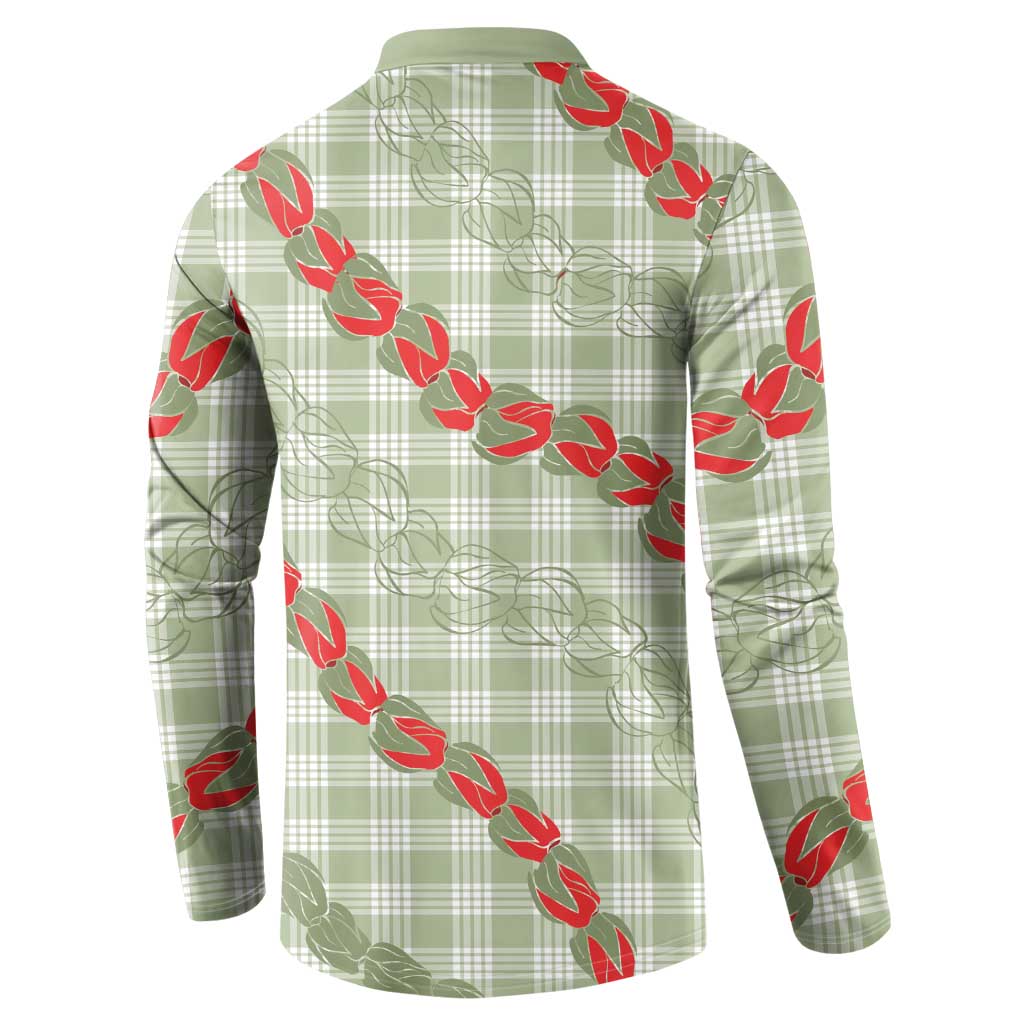 Omaomao Aloha Hawaii Button Sweatshirt Rosebud Lei With Palaka Motif - Polynesian Pride