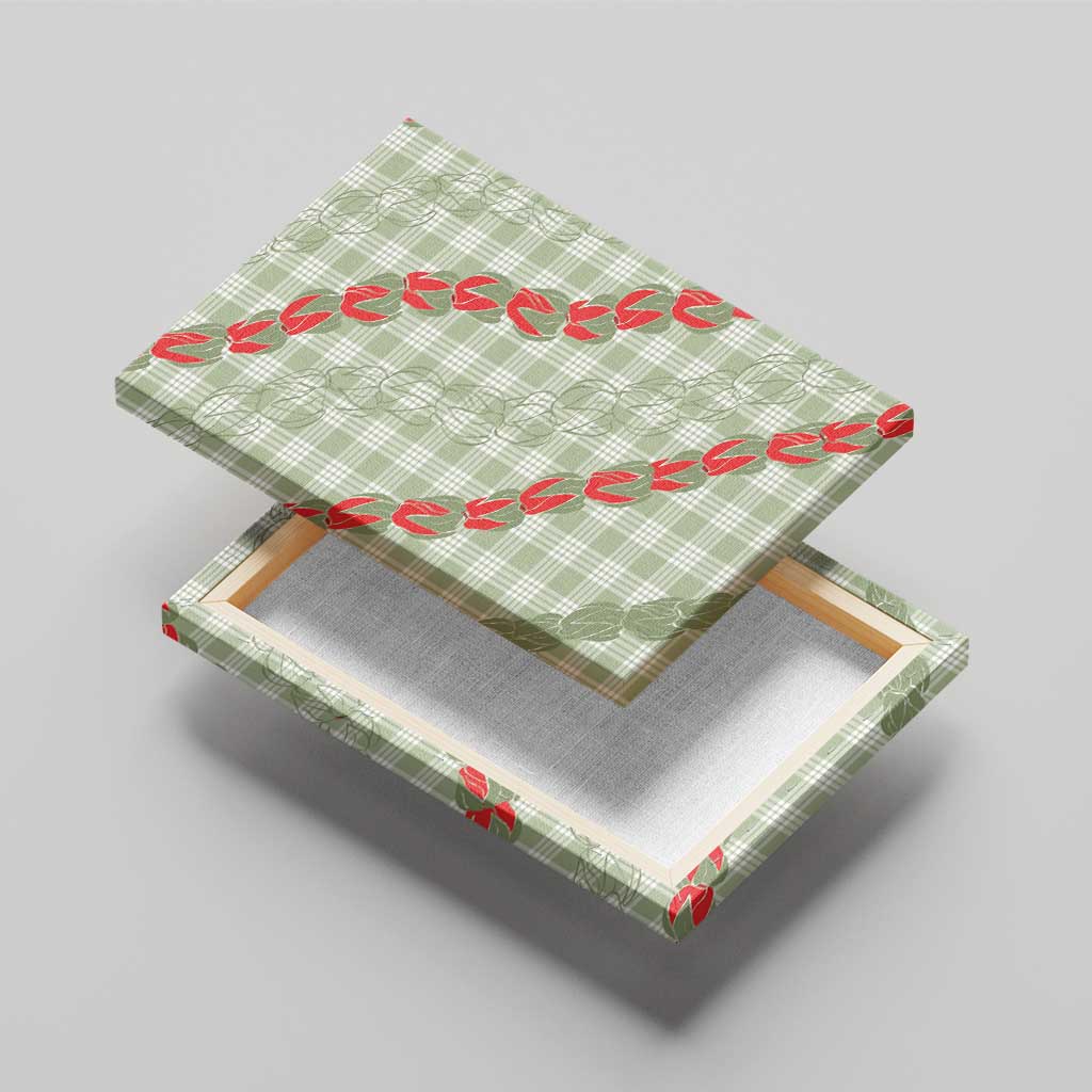 Omaomao Aloha Hawaii Canvas Wall Art Rosebud Lei With Palaka Motif - Polynesian Pride