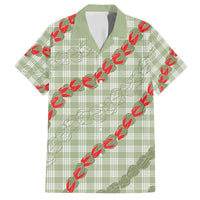 Omaomao Aloha Hawaii Family Matching Off Shoulder Short Dress and Hawaiian Shirt Rosebud Lei With Palaka Motif - Polynesian Pride