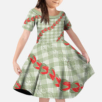 Omaomao Aloha Hawaii Family Matching Tank Maxi Dress and Hawaiian Shirt Rosebud Lei With Palaka Motif - Polynesian Pride