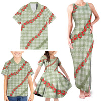 Omaomao Aloha Hawaii Family Matching Tank Maxi Dress and Hawaiian Shirt Rosebud Lei With Palaka Motif - Polynesian Pride
