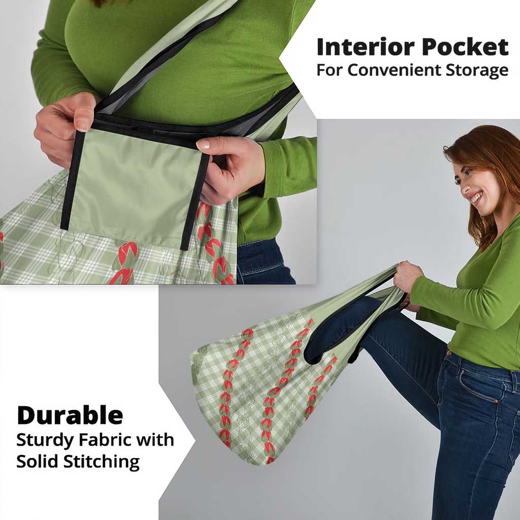 Omaomao Aloha Hawaii Grocery Bag Rosebud Lei With Palaka Motif - Polynesian Pride