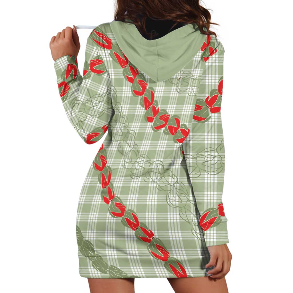 Omaomao Aloha Hawaii Hoodie Dress Rosebud Lei With Palaka Motif - Polynesian Pride