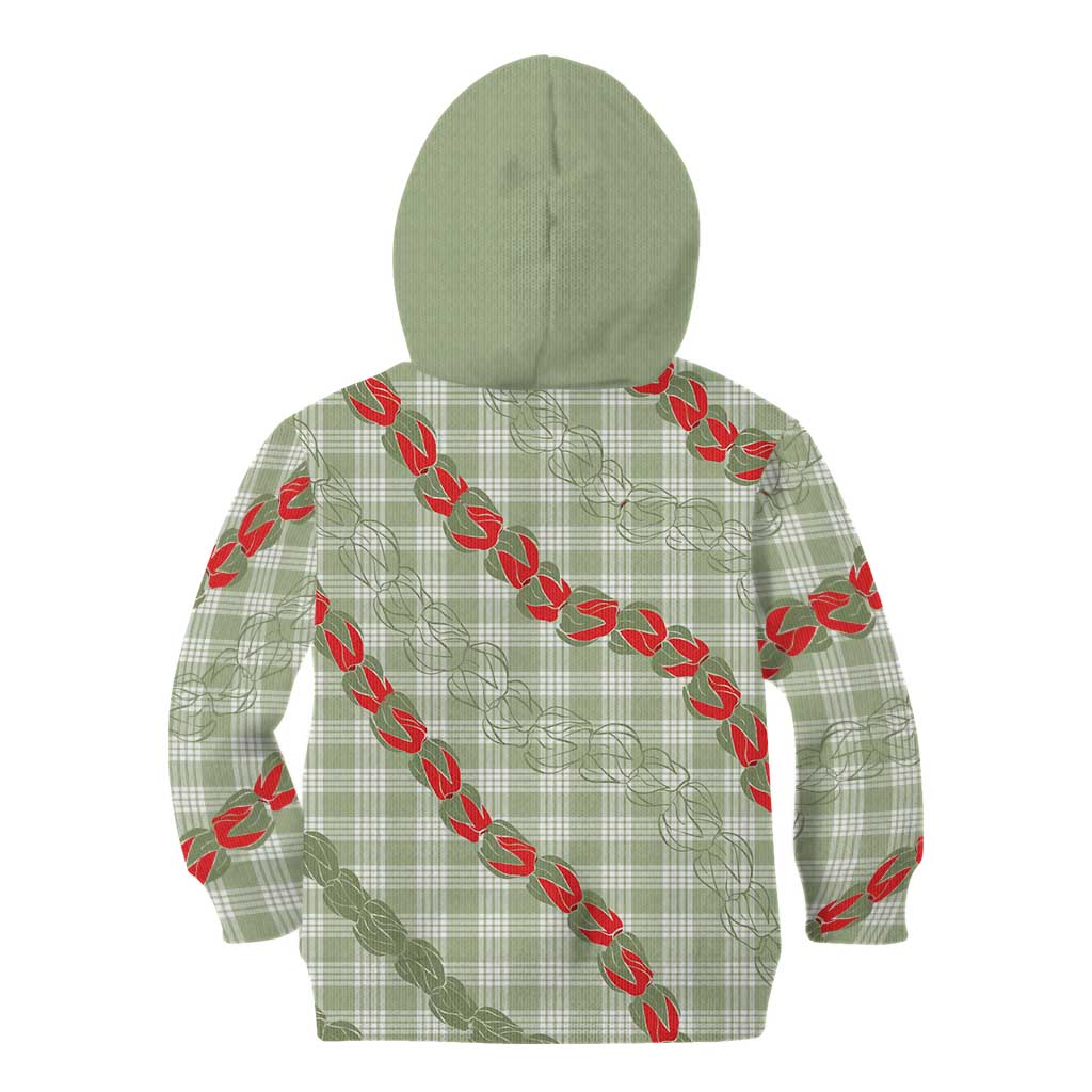Omaomao Aloha Hawaii Kid Hoodie Rosebud Lei With Palaka Motif - Polynesian Pride