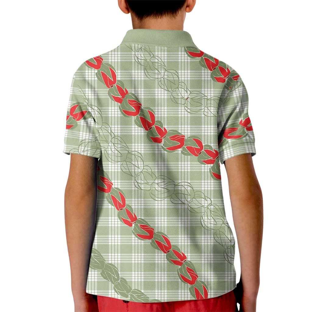 Omaomao Aloha Hawaii Kid Polo Shirt Rosebud Lei With Palaka Motif - Polynesian Pride