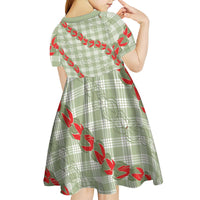 Omaomao Aloha Hawaii Kid Short Sleeve Dress Rosebud Lei With Palaka Motif - Polynesian Pride