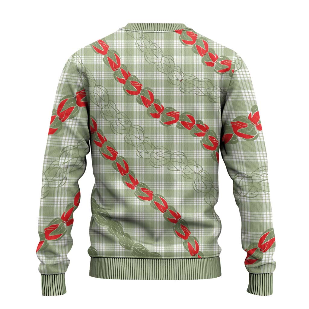 Omaomao Aloha Hawaii Ugly Christmas Sweater Rosebud Lei With Palaka Motif - Polynesian Pride