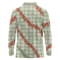 Omaomao Aloha Hawaii Long Sleeve Polo Shirt Rosebud Lei With Palaka Motif - Polynesian Pride