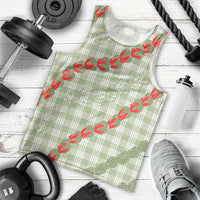 Omaomao Aloha Hawaii Men Tank Top Rosebud Lei With Palaka Motif - Polynesian Pride