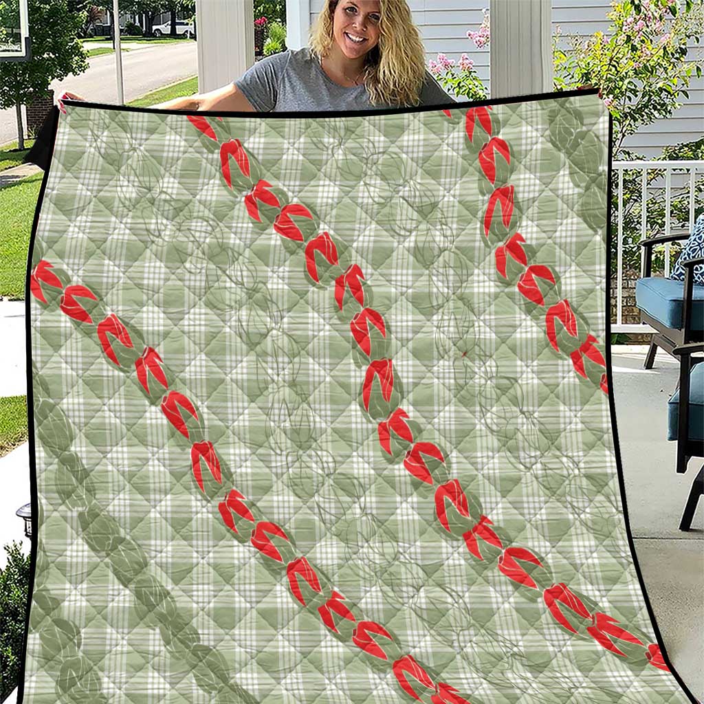 Omaomao Aloha Hawaii Quilt Rosebud Lei With Palaka Motif - Polynesian Pride