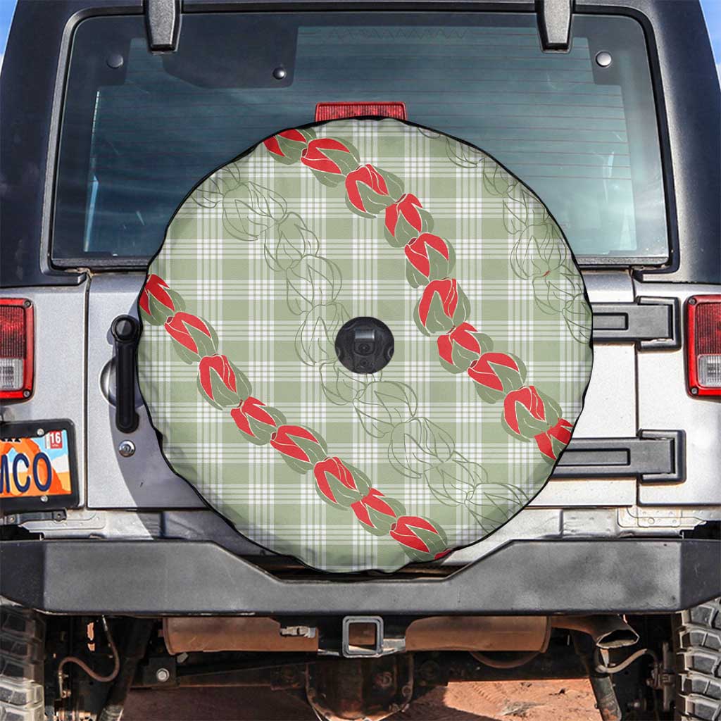 Omaomao Aloha Hawaii Spare Tire Cover Rosebud Lei With Palaka Motif - Polynesian Pride