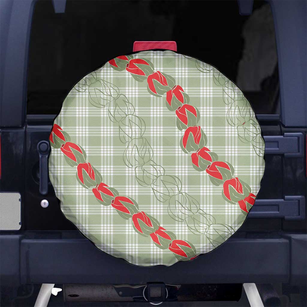 Omaomao Aloha Hawaii Spare Tire Cover Rosebud Lei With Palaka Motif - Polynesian Pride