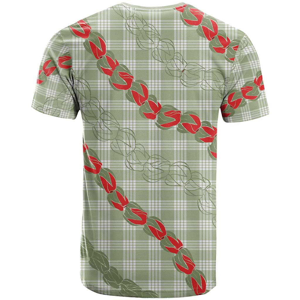 Omaomao Aloha Hawaii T Shirt Rosebud Lei With Palaka Motif - Polynesian Pride
