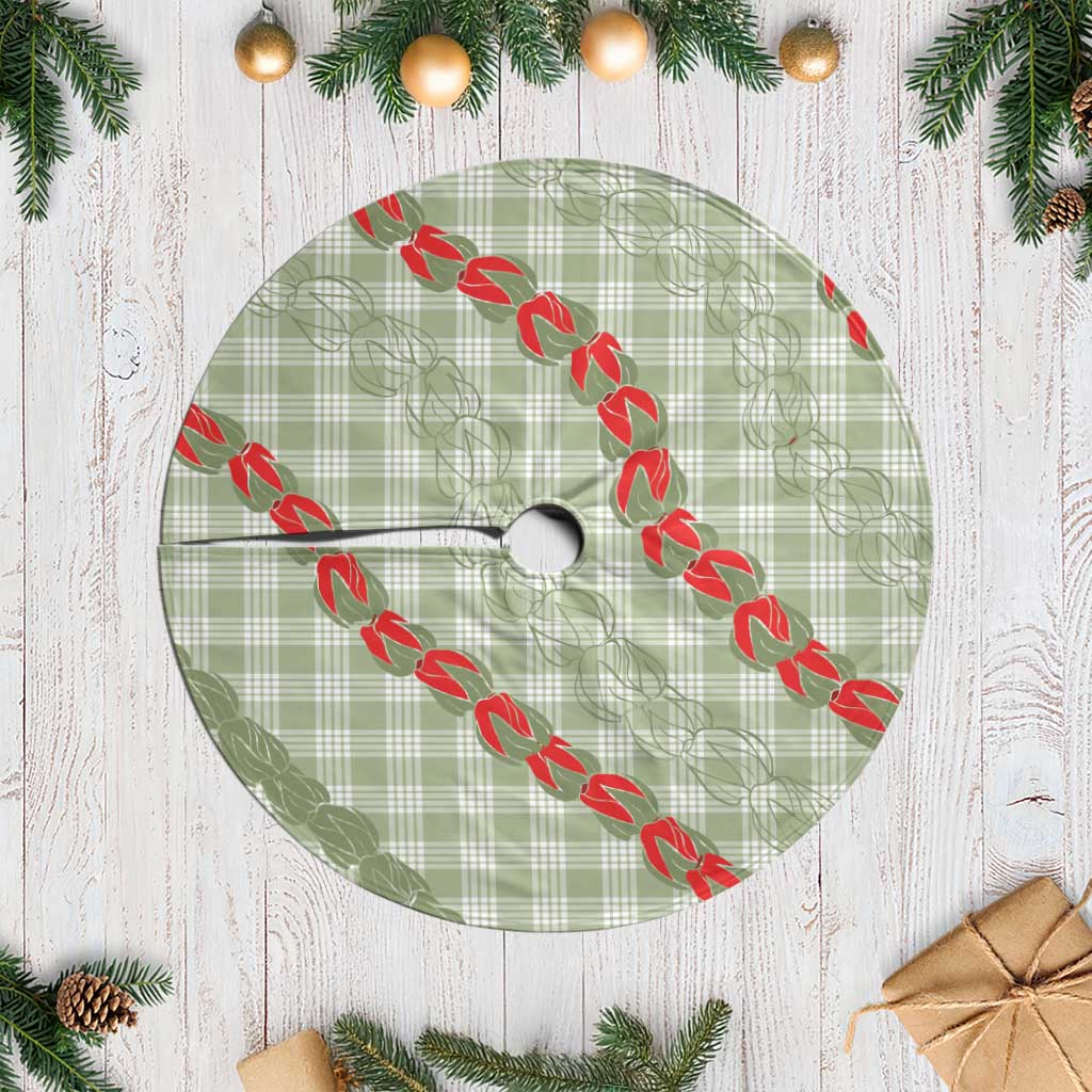 Omaomao Aloha Hawaii Tree Skirt Rosebud Lei With Palaka Motif - Polynesian Pride