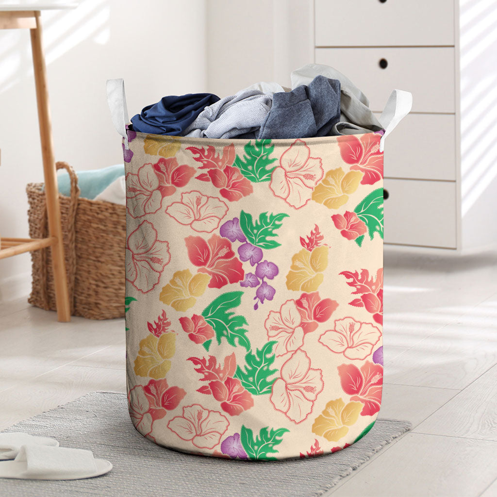 Colorful Aloha Hawaii Hibiscus Orchid Seamless Laundry Basket