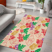Colorful Aloha Hawaii Hibiscus Orchid Seamless Area Rug