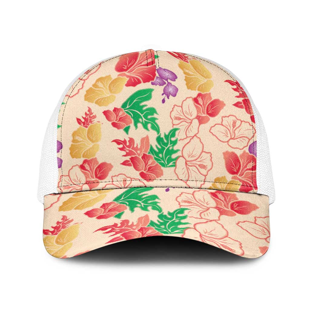 Colorful Aloha Hawaii Hibiscus Orchid Seamless Baseball Net Cap