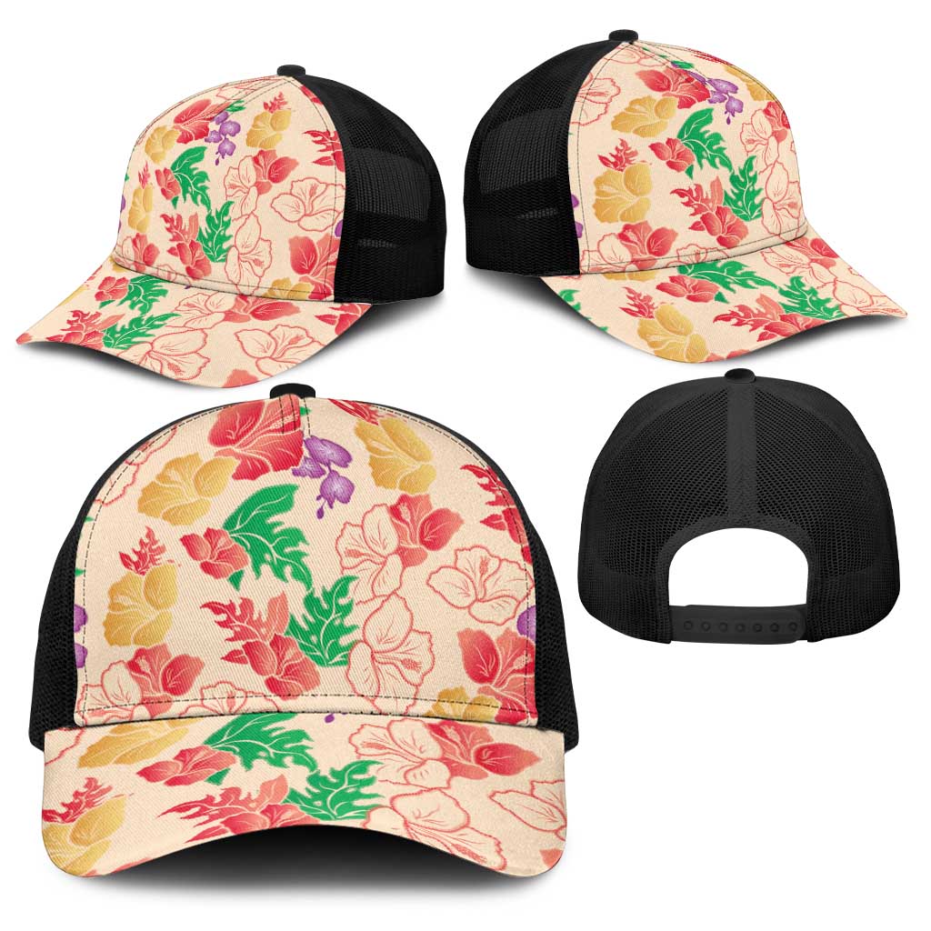 Colorful Aloha Hawaii Hibiscus Orchid Seamless Baseball Net Cap