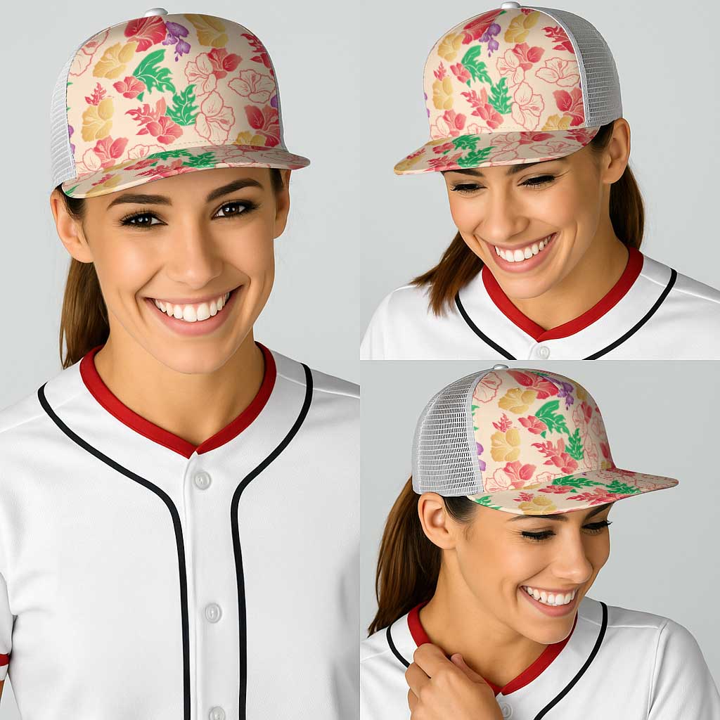 Colorful Aloha Hawaii Hibiscus Orchid Seamless Baseball Net Cap